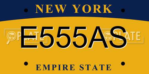 E555AS New York License Plate