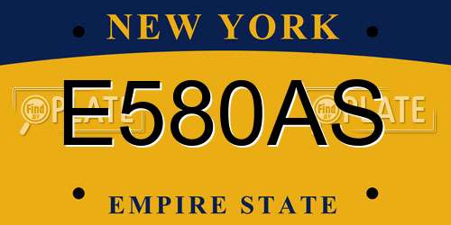 E580AS New York License Plate