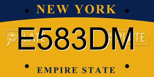 E583DM New York License Plate
