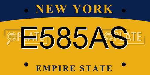 E585AS New York License Plate