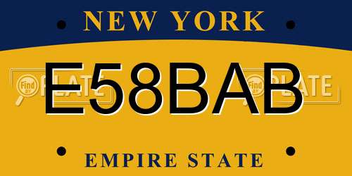 E58BAB New York License Plate