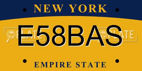 E58BAS New York License Plate