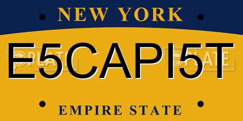 E5CAPI5T New York License Plate