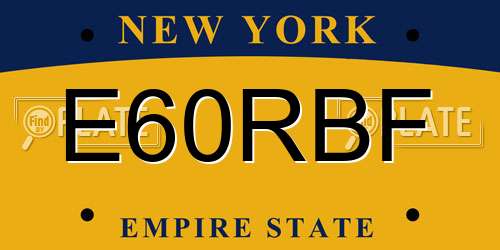 E60RBF New York License Plate