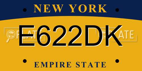 E622DK New York License Plate