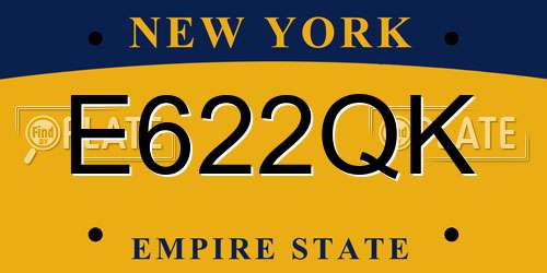 E622QK New York License Plate