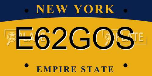 E62GOS New York License Plate