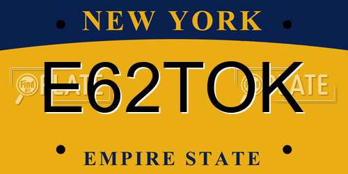 E62TOK New York License Plate