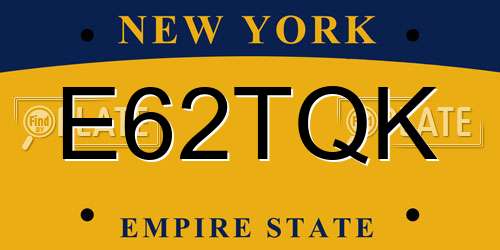 E62TQK New York License Plate
