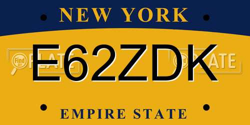 E62ZDK New York License Plate