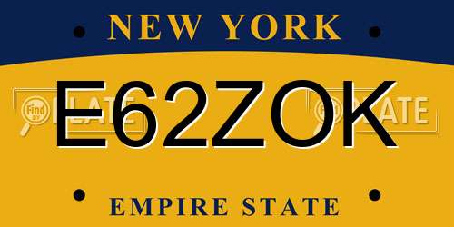 E62ZOK New York License Plate