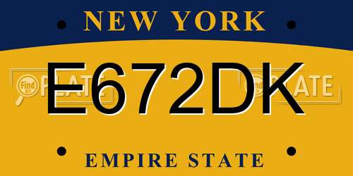 E672DK New York License Plate