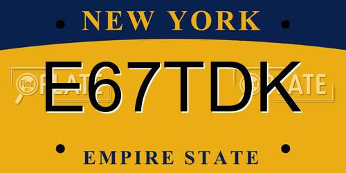 E67TDK New York License Plate