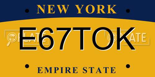 E67TOK New York License Plate