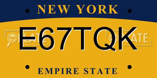 E67TQK New York License Plate