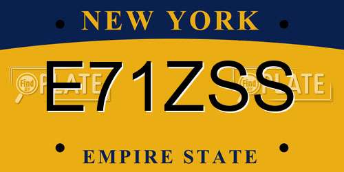 E71ZSS New York License Plate