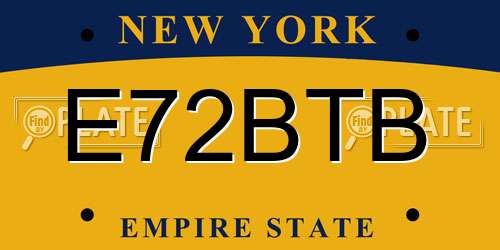 E72BTB New York License Plate