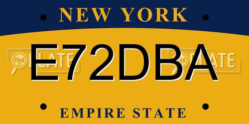 E72DBA New York License Plate