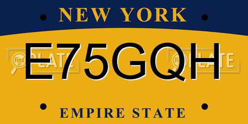 E75GQH New York License Plate