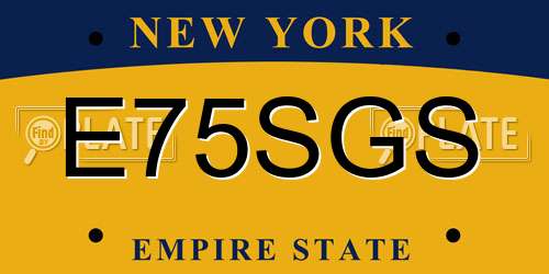 E75SGS New York License Plate