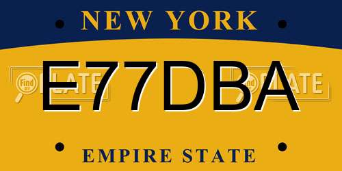 E77DBA New York License Plate