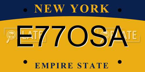 E77OSA New York License Plate