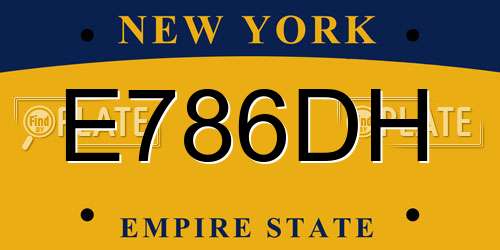 E786DH New York License Plate