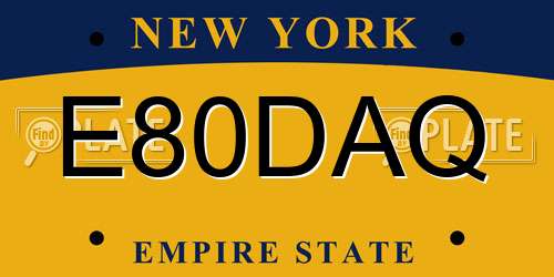E80DAQ New York License Plate