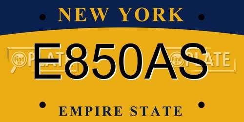 E850AS New York License Plate