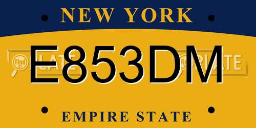E853DM New York License Plate