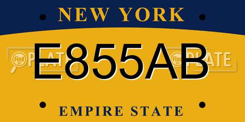 E855AB New York License Plate