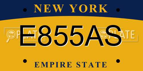 E855AS New York License Plate
