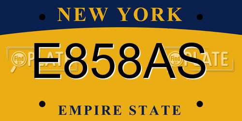 E858AS New York License Plate