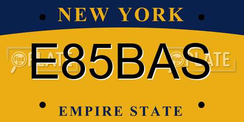E85BAS New York License Plate