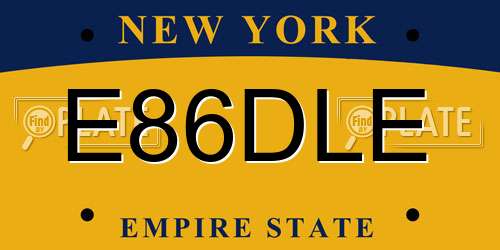 E86DLE New York License Plate