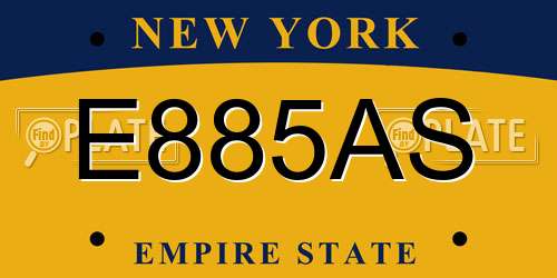 E885AS New York License Plate