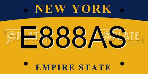 E888AS New York License Plate