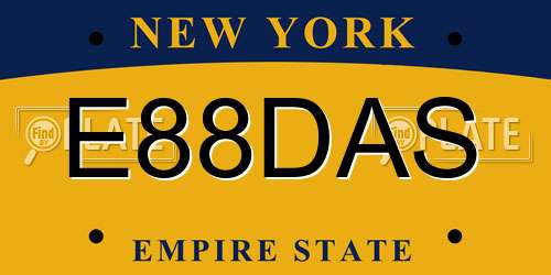 E88DAS New York License Plate