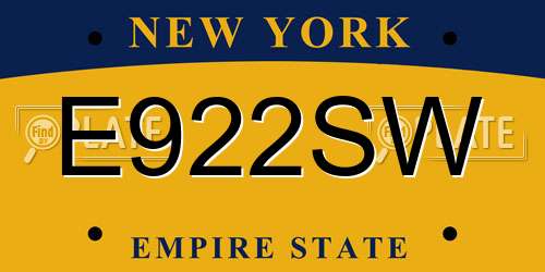 E922SW New York License Plate