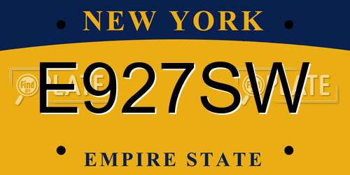 E927SW New York License Plate