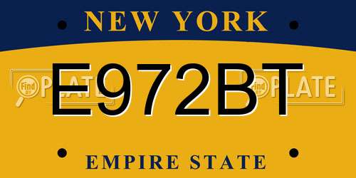E972BT New York License Plate