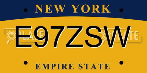 E97ZSW New York License Plate