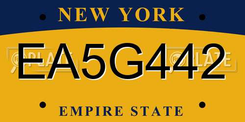 EA5G442 New York License Plate