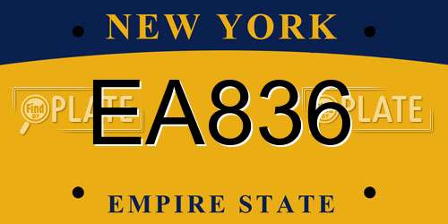 EA836 New York License Plate