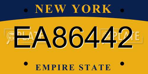 EA86442 New York License Plate