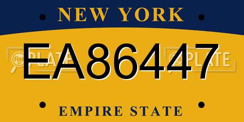 EA86447 New York License Plate