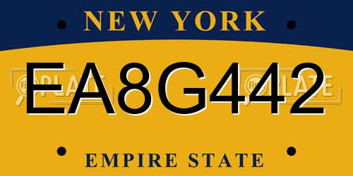 EA8G442 New York License Plate