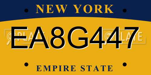 EA8G447 New York License Plate
