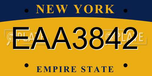 EAA3842 New York License Plate