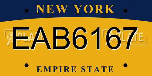 EAB6167 New York License Plate